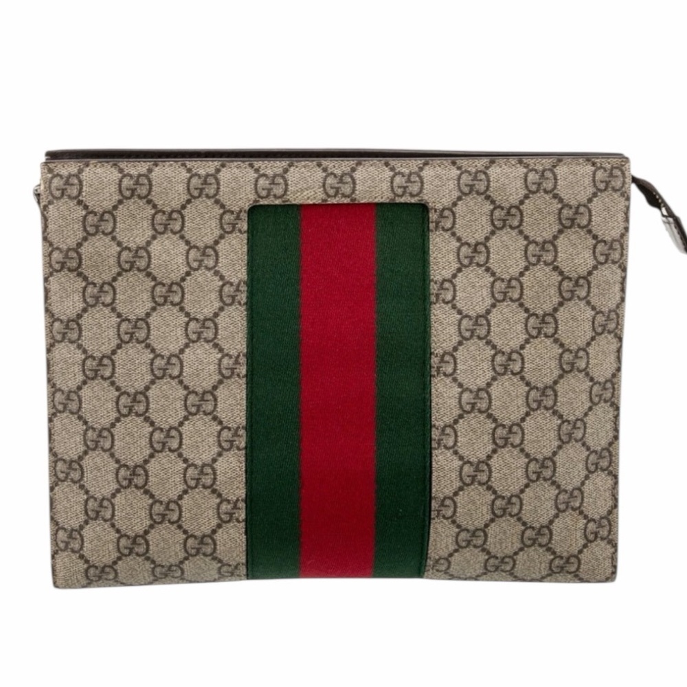Gucci Beige Toiletry Bag with Red and Green Stripe